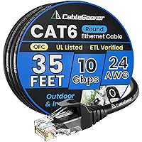 Vista 62 de Cable Ethernet Cat 6 de 30 pies, para interiores y exteriores, cable de red plano de Internet de alta velocidad de 10 Gbps, cable de conexión Negro