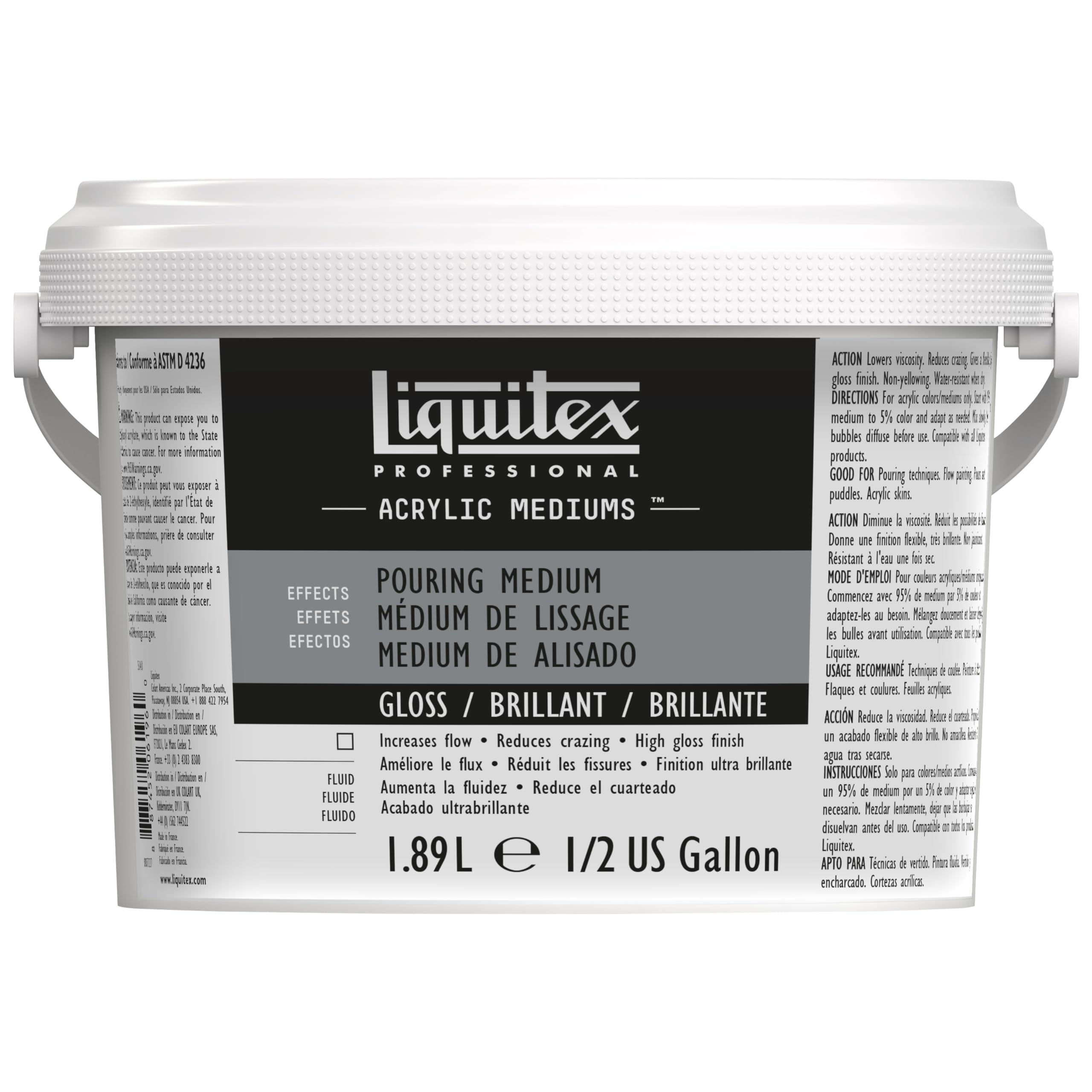 Liquitex 5343 Professional Środek Rozlewny, Wodoodporny, Nieżółknący, Elastyczny, Zwiększający Rozpływ Farby, Środek Rozlewniczy do Farb Akrylowych Butelka 1,89 Litra
