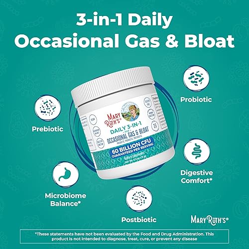 Miniatura 9 de MaryRuth Organics Probióticos 3 en 1 para gas y hinchazón | Probióticos para la función digestiva normal | Probióticos para mujeres y hombres |