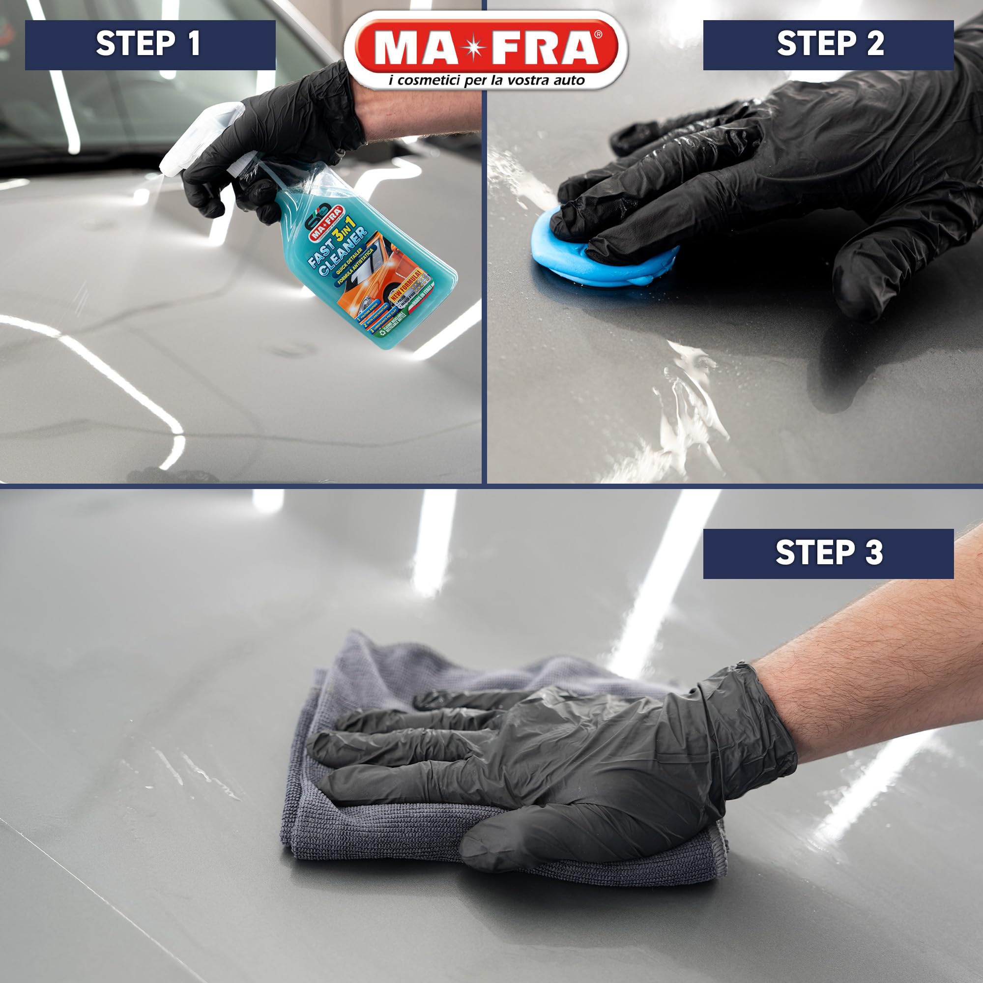 Mafra, Car Refinish Kit, Traitement décontaminant pour la carrosserie et Le Verre, Les Insectes et Les résidus ferreux de Toutes Les Surfaces extérieures, Contient Fast Cleaner et Clay Bar Soft