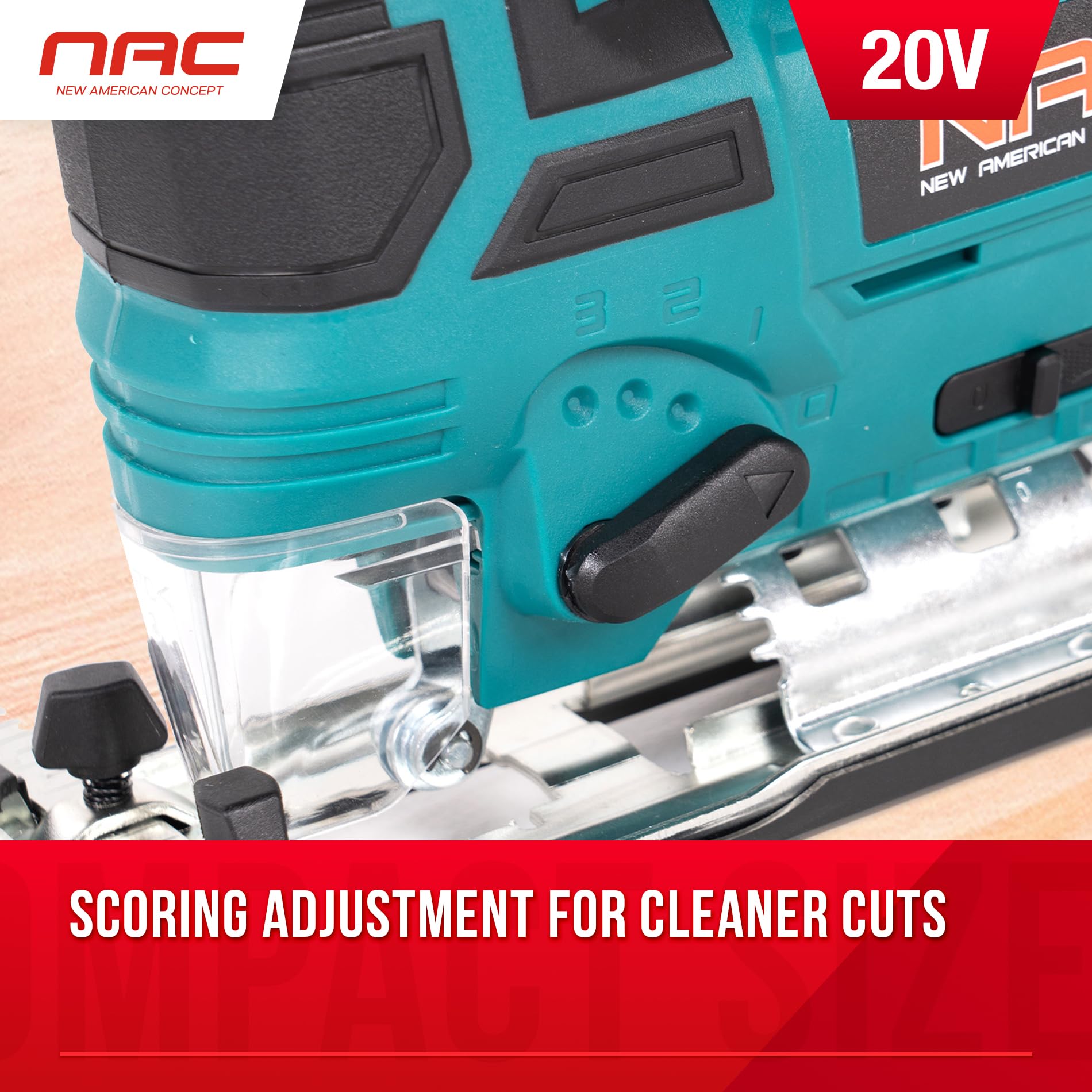 NAC NEW AMERICAN CONCEPT JS-20-LI-ST-20V wyrzynarka akumulatorowa, 420 W, zielona