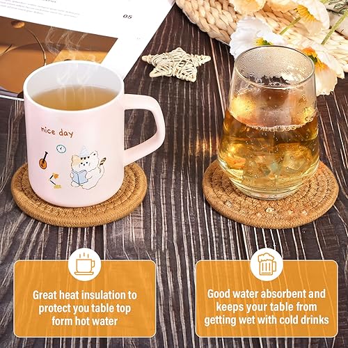 Miniatura 6 de Mckanti 8 Pcs Drink Coasters with Holder, Absorbent Coasters for Drinks, Minimalist Cotton Woven Coaster Set for Home Decor Tabletop Protection