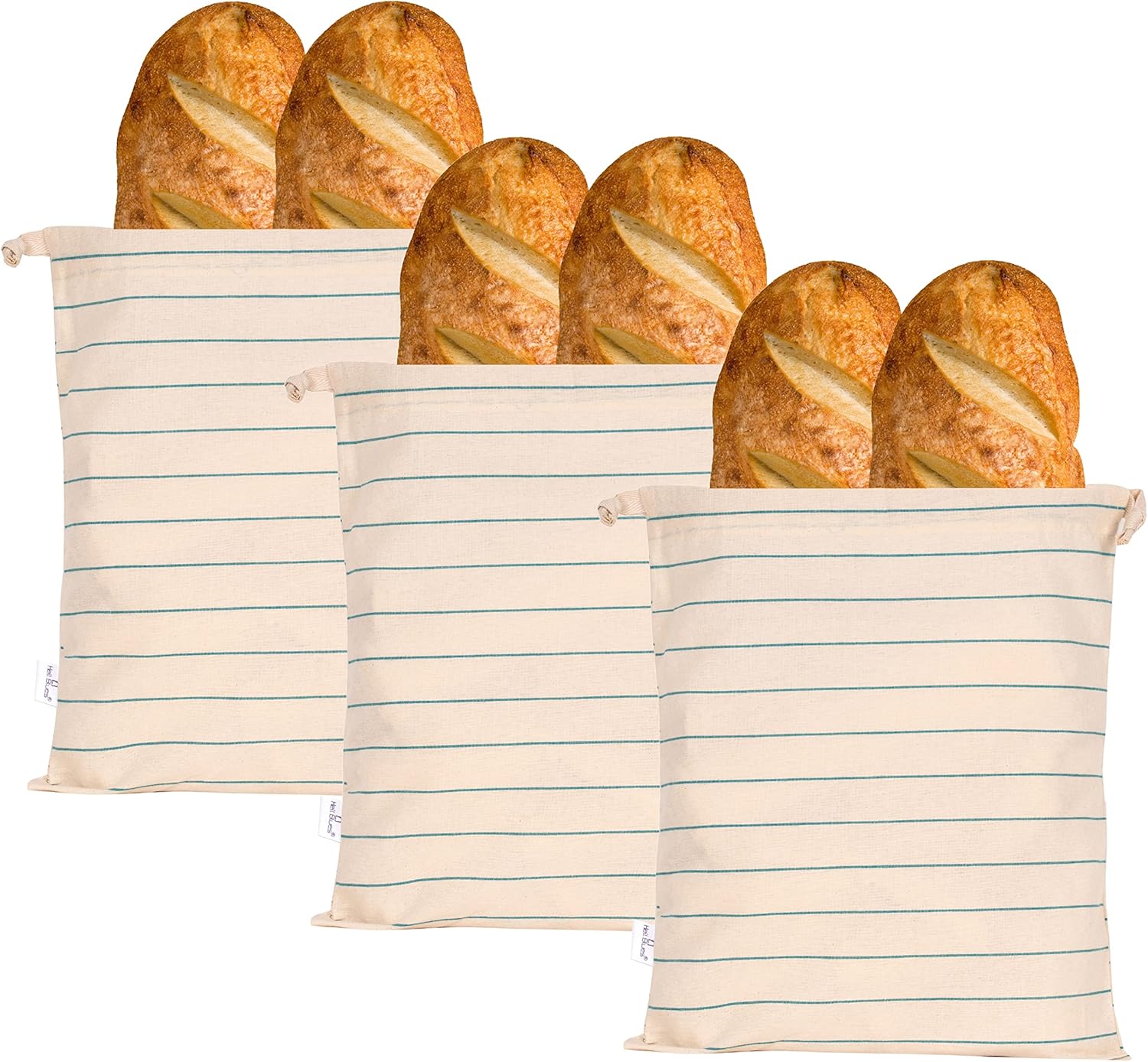 HB Set of 3 Bread Bags Linen Unbleached Homemade Bread