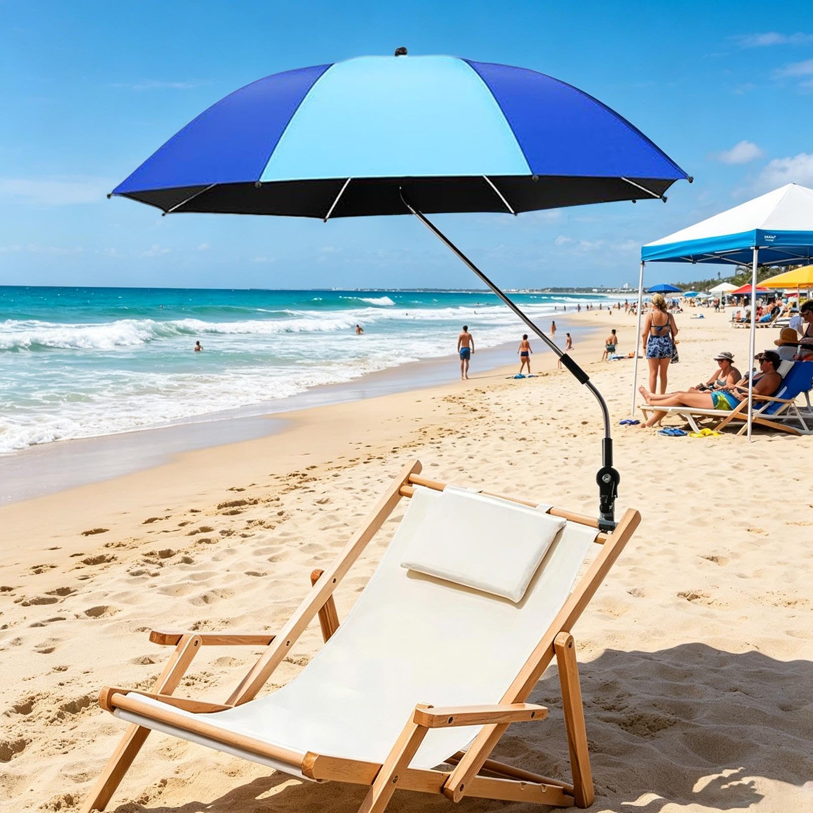 Generico Ombrello A Clip Da Sedia Tettuccio Protezione Solare Con Clip | Ombrellone da pesca con morsetto Per Patio, Spiaggia, Vacanza, Cortile e Giardino, Attività all'Aperto, Campeggio, Balcone,