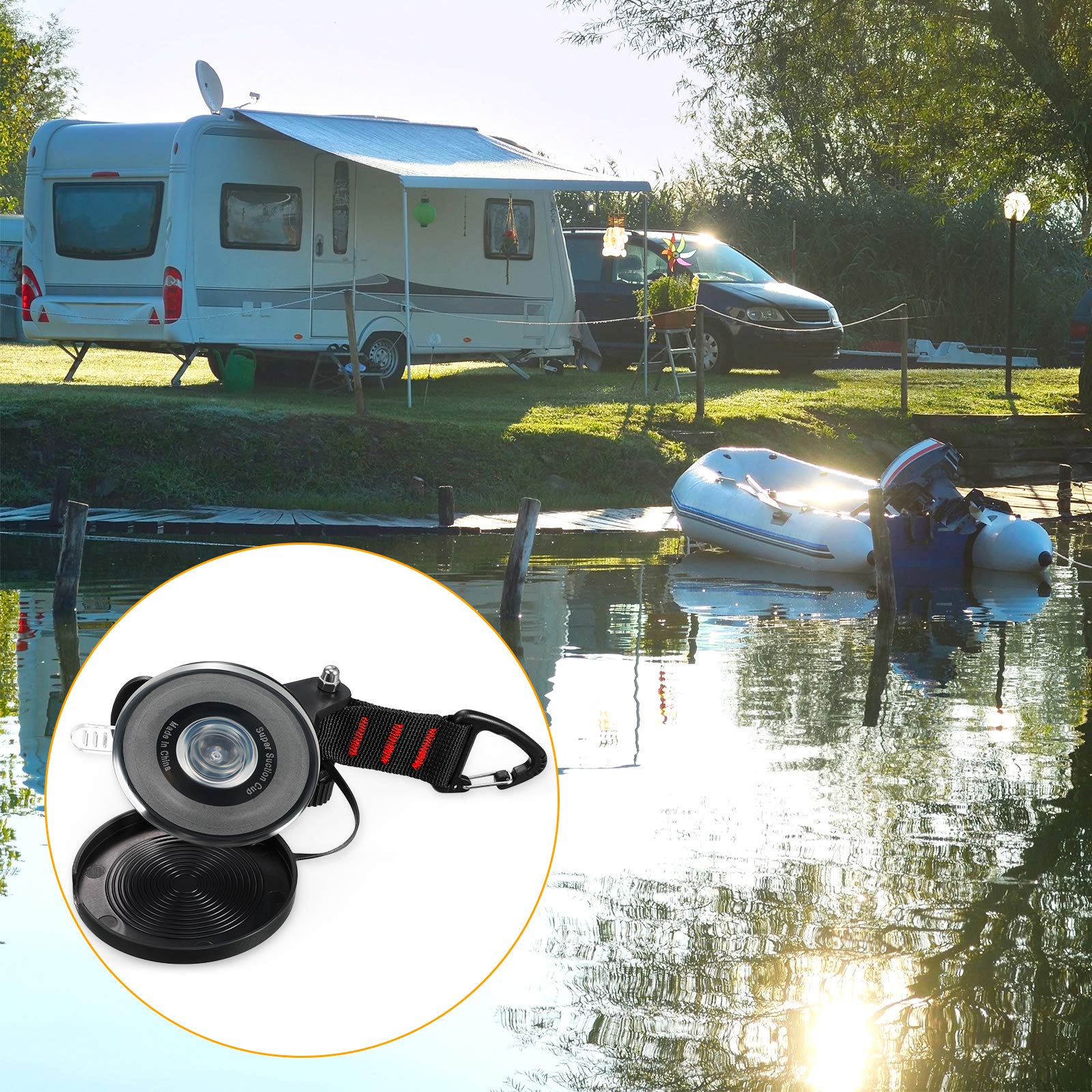 Suction Cup Hook, Portable Small Suction Cups, Camping Tool With Securing Hook Tie Down Car Camping Tie Down Suction Cup For Camping Tarps - View #2