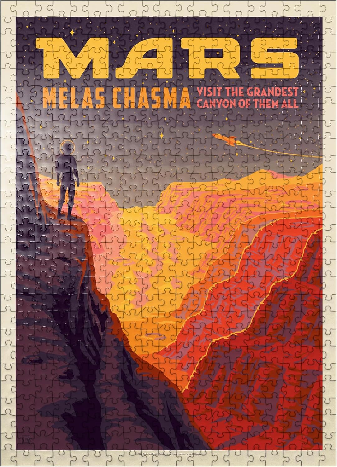 MyPuzzle Mars: Melas Chasma, Vintage Poster - Premium 1000 Piece Jigsaw Puzzle for Adults