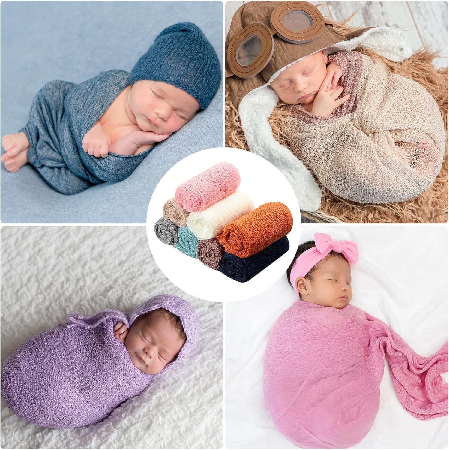 Xinnun Newborn Baby Photography Props Baby Stretch Wraps Newborn Long Ripple Wrap for Photography DIY Photo Blanket