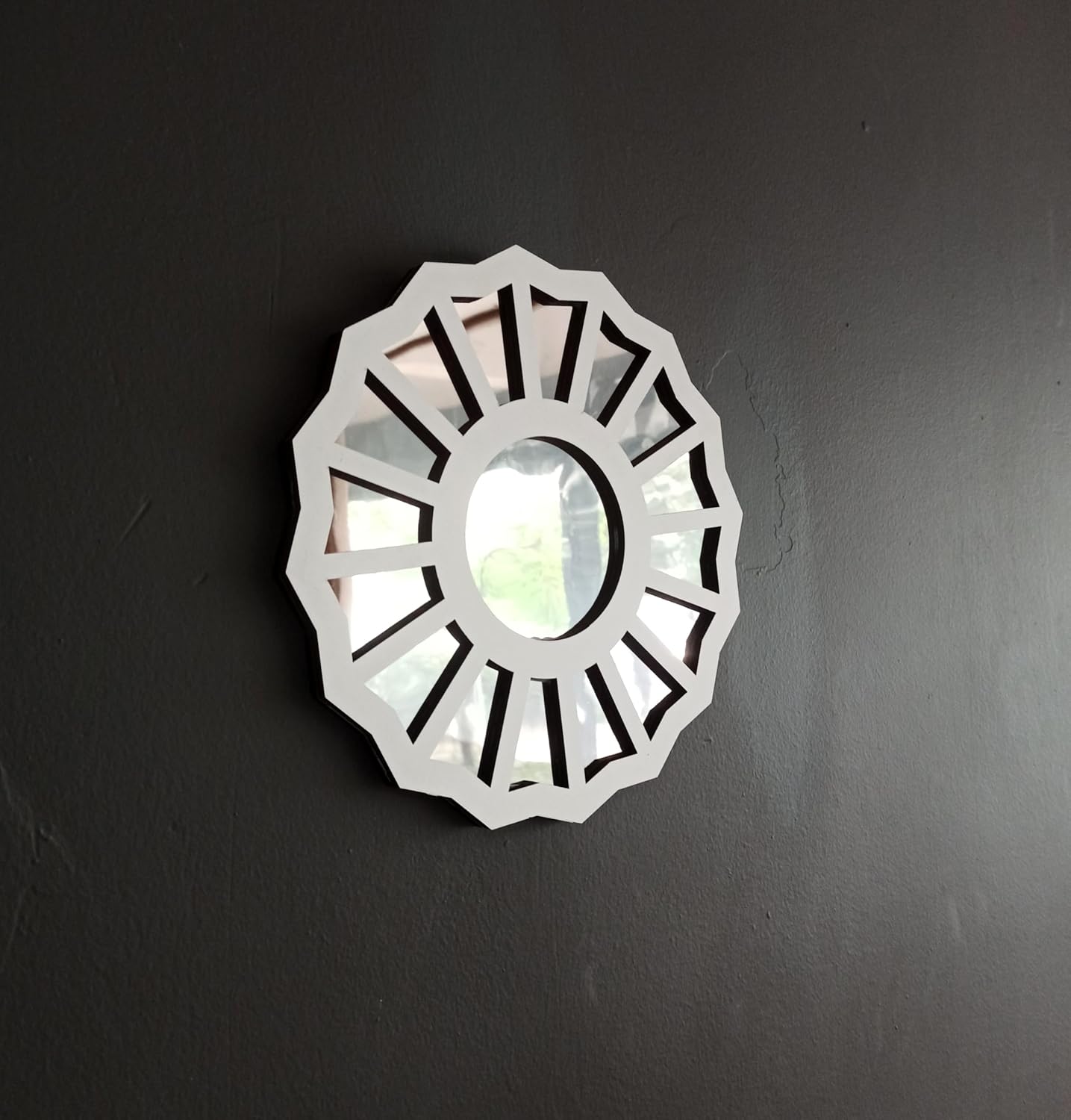 The Divine Feminine Mirror - Large Sizes Available - Handmade with Wood/Acrylic Mirror, Gift for Her, 3D Wall Decor,Gift for girlfriend (WHITE-SILVER, 24"H X 24"W)