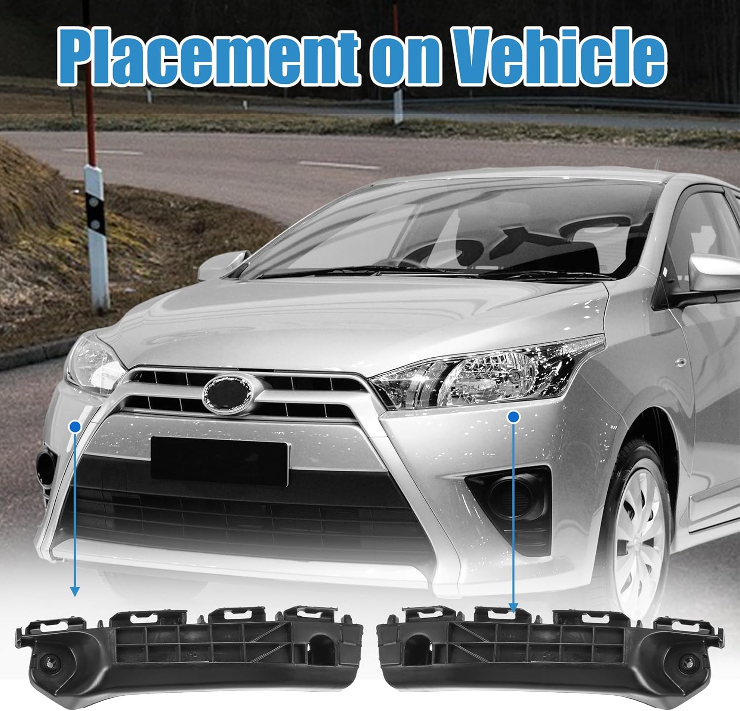 uxcell 1 Pair Left and Right Side Front Bumper Bracket No.5253652080/5253552110 for Toyota Yaris 2012 2013 2014
