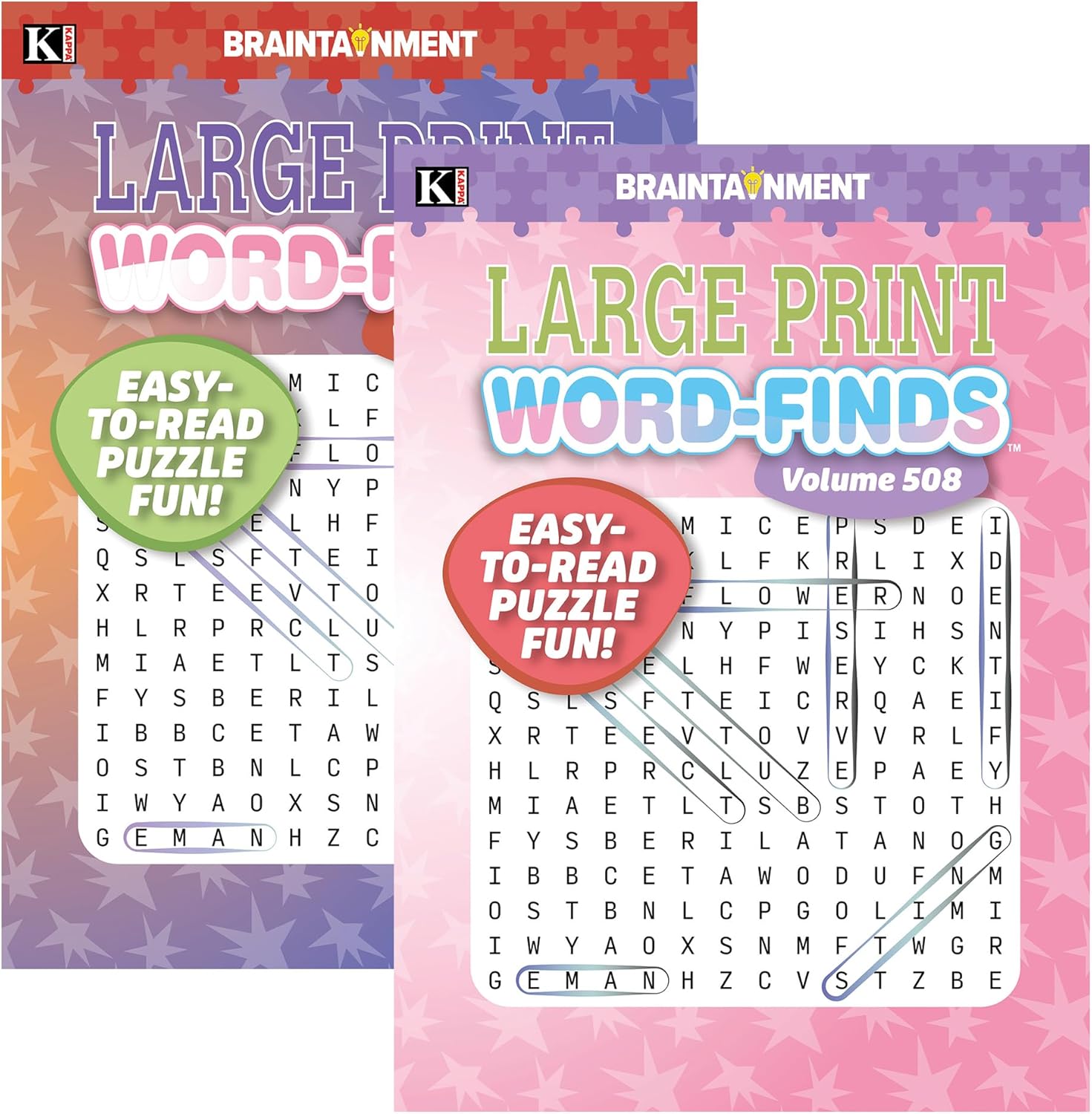 Kappa Large Print Word Search Books 2-Pack - Easy Read Brain Teasers for Adults, Teens, Seniors & Kids