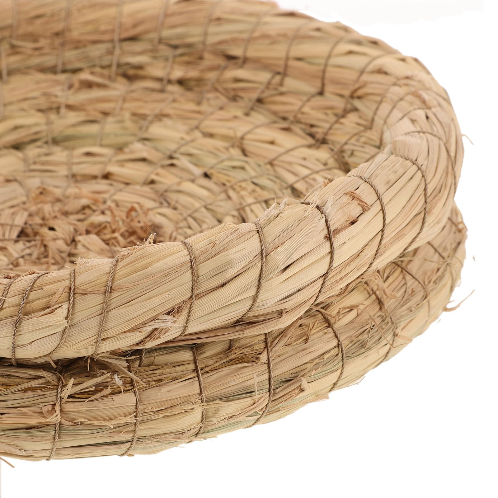 Housoutil Kleintier Strohnest 5 Stück Geflochtene Vogelnester für Kaninchen und Hühner Komfortables Nest mit Nistfunktion Beige für Käfig und Grashaus