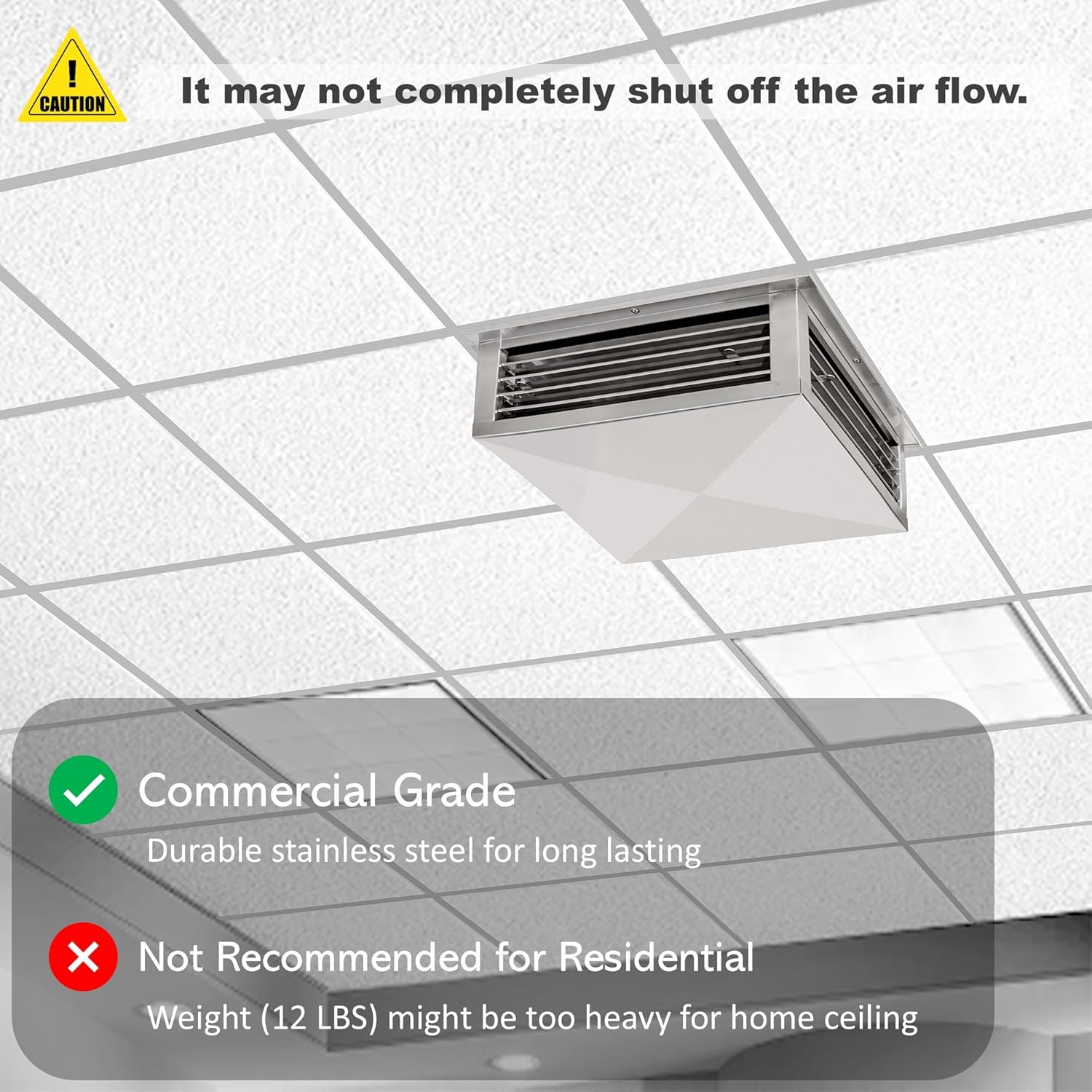 20” Stainless Steel 4-Way Adjustable Air Diffuser for Evaporative Swamp Cooler, 22” x 22" Mounting Edge (20"x20"x6")