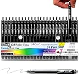 [24 Pens - Black Ink] Think2 0.7mm CGI Retractable Gel Pens. (24 Black) Medium Point Rollerball Pens with Smooth Quick Drying Ink.