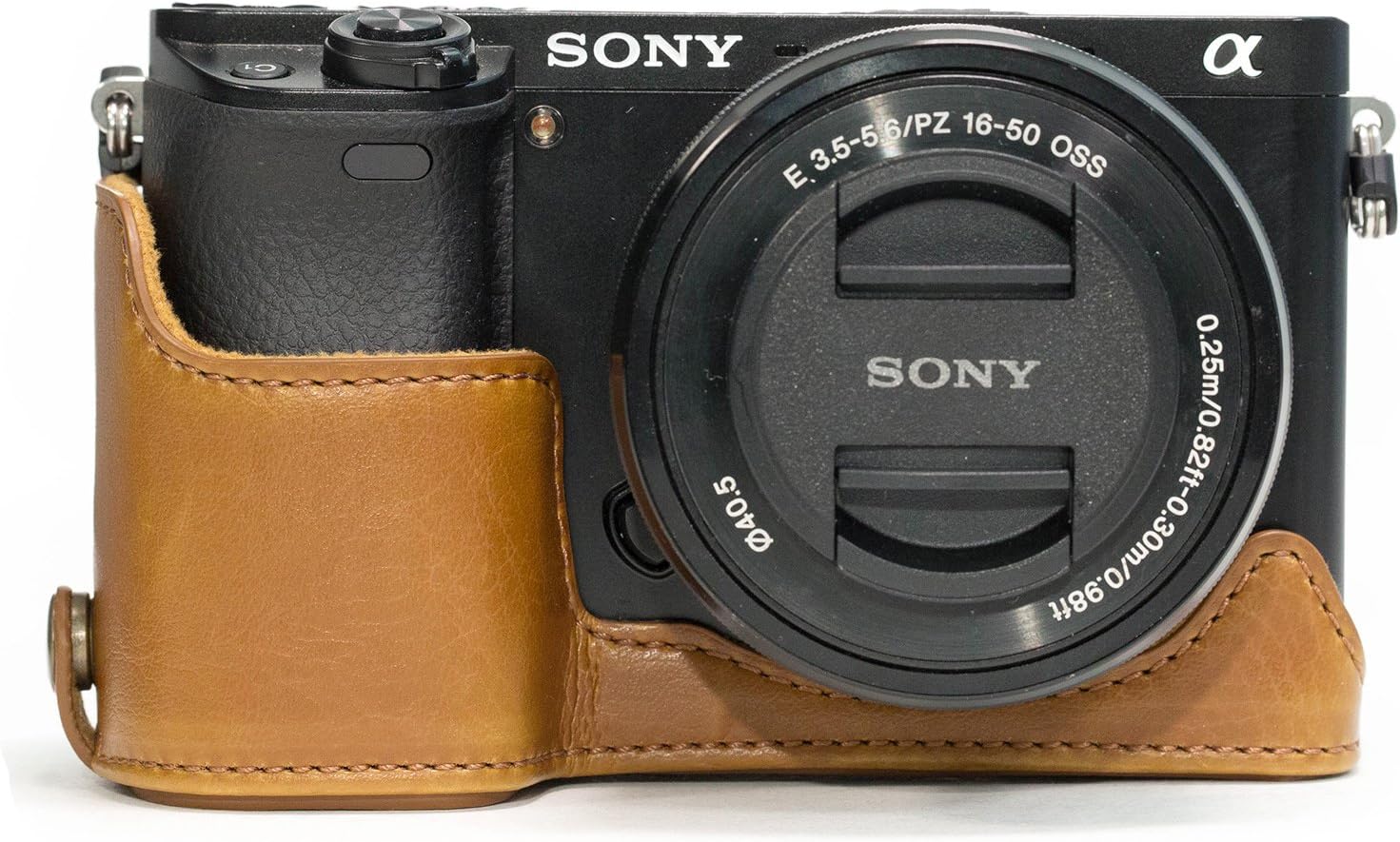 MegaGear Ever Ready Leather Camera Half Case Compatible with Sony Alpha A6300, A6000