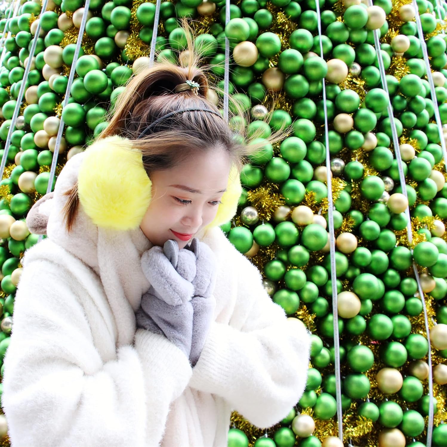 Naimo Women's Faux Fur Earmuffs Colorful Soft Plush Pearl Headband Outdoor Winter Ear Warmers Covers for Cold Weather - Image 7