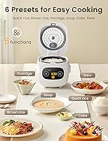 Vista 3 de COMFEE' Mini Rice Cooker 4 Cups Cooked/2 Cups Uncooked, Portable Non-Stick rice maker, 24 hours Timer Delay, 6 Functions, Fast Cooker, Brown Rice