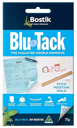 Bostik Blu Tack, Multipurpose Reusable Adhesive, Clean, Safe & Easy to Use, Non-Toxic, Handy (Size-75grams)