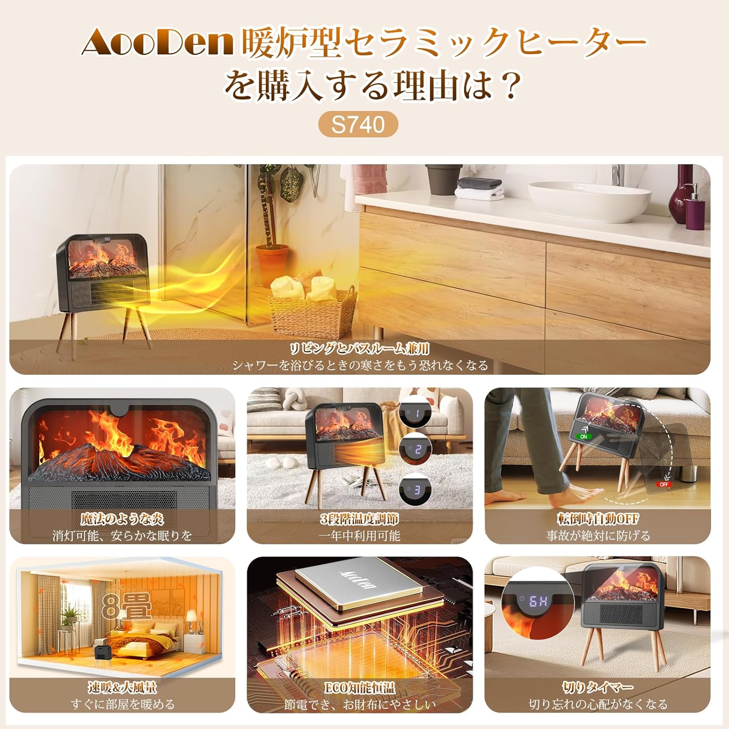 暖炉型 セラミックヒーター 【ECO知能恒温 節電対策】 電気ヒーター 『冬新型・3D疑似炎』 電気ストーブ 暖房器具 省エネ 直火なし 3段階温風調節 タイマー機能 セラミックファンヒーター 電気暖炉 二重過熱保護 リモコン付き 電気ファンヒーター メモリー機能 スタンド付き 足元ヒーター 脱衣所 トイレ 子供部屋 寝室 リビング 日本語取扱説明書 800W/1200W