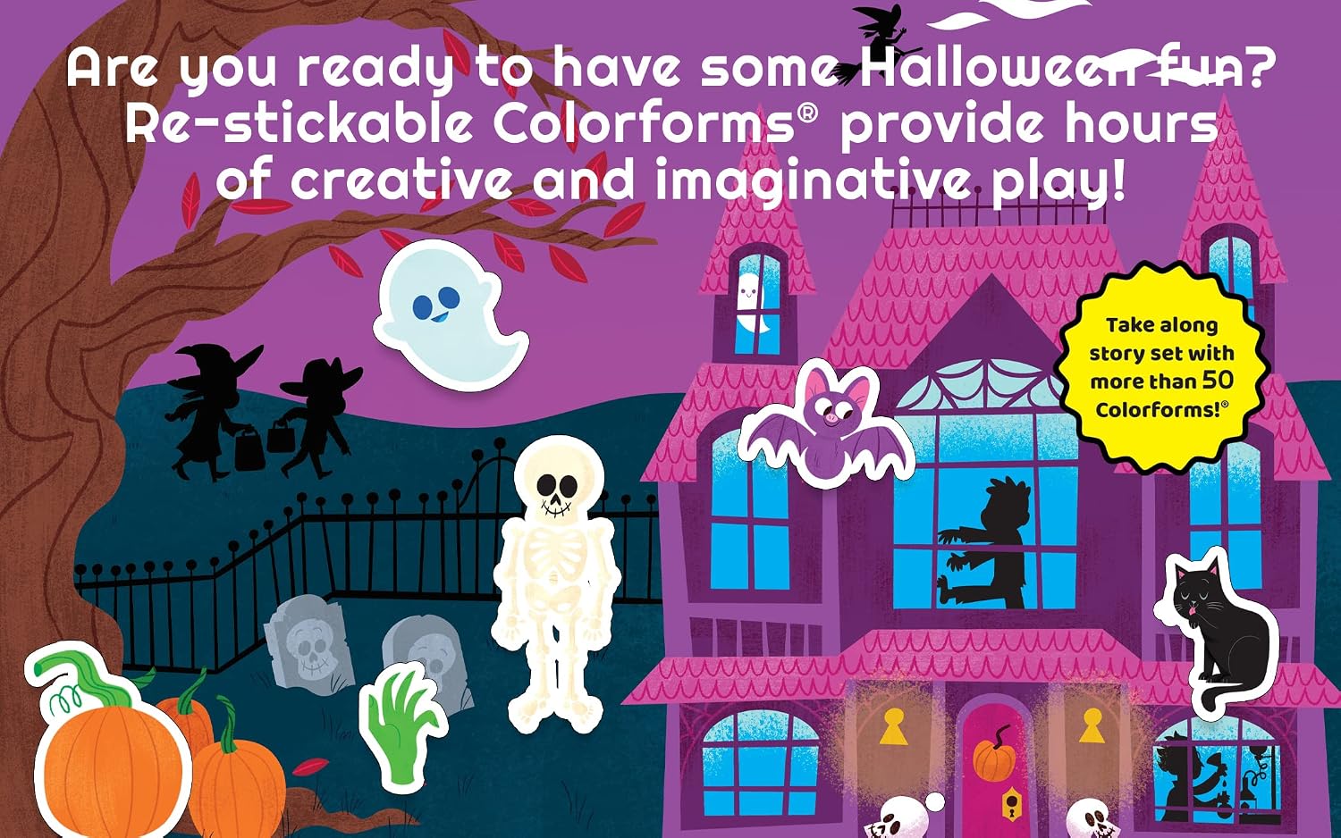 Happy Halloween Colorforms - Reusable Sticker Activity Book Clings For Toddlers, Ages 2-7 image 2