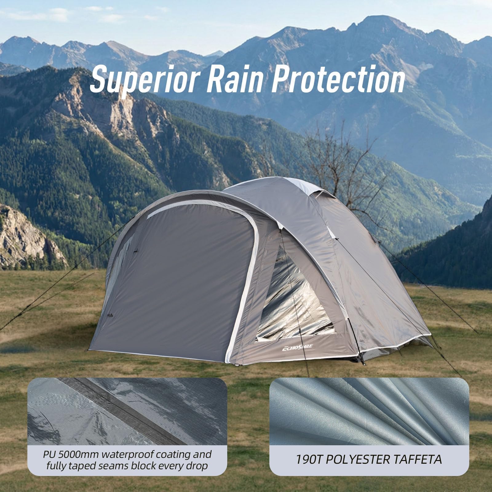 EchoSmile Tienda de campaña para 2-3 personas, tienda de campaña impermeable con vestíbulo, ultraligera, fácil de instalar para acampar al aire libre, 3 estaciones