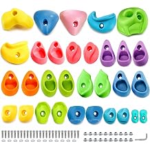 ZENFUN 32 Packs Rock Climbing Holds Multi Size and Color, Indoor & Outdoor Rock Wall Climbing Kit, Rock Wall Holds Multi-Colored Climbing Rock Wall Grips with Mounting Hardware