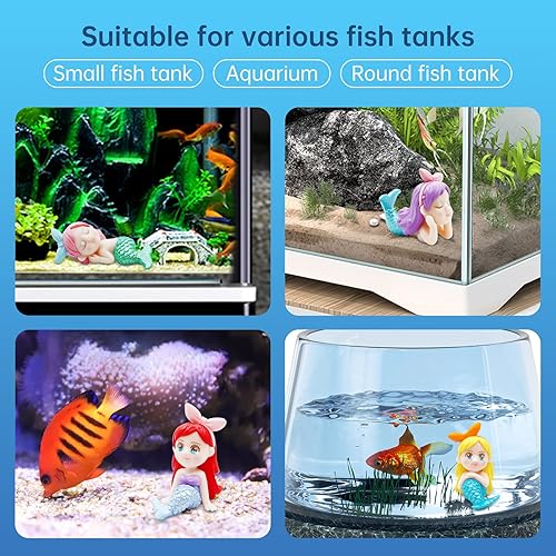 Miniatura 2 de VEADOOLLY 4 piezas de decoraciones de pecera de sirena, grandes decoraciones de acuario, accesorios interesantes para peceras, figuras de sirena en