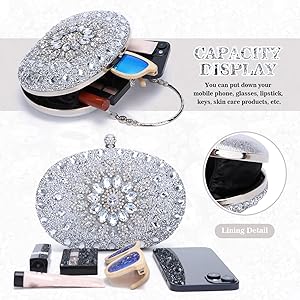 TOPCHANCES Pochette Da Sera Scintillante Con Fiore A Strass E Catena, Borse A Tracolla Per Matrimonio E Festa - Eleganza Lusso