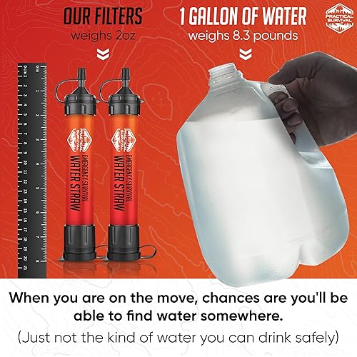 Miniatura 6 de 5 popotes de agua de supervivencia de emergencia de alta capacidad filtro de agua personal para campamento senderismo viajes ciclismo supervivencia