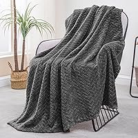 Vista 1 de Exclusivo Mezcla Dark Grey Fleece Throw Blanket for Couch and Bed, 50x70 Inches Soft Cozy 3D Decorative Jacquard Flannel Blankets, Lightweight Fuzzy