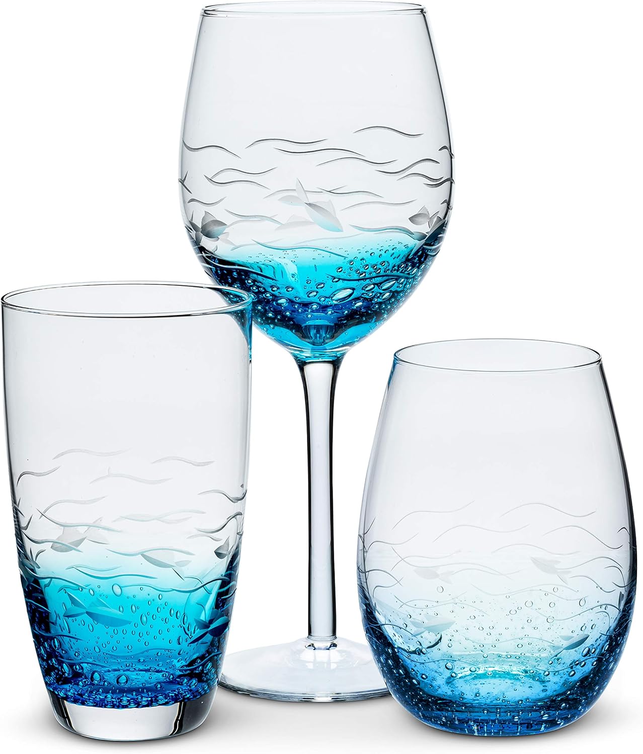 Abbott Collection Fish Cut Stemless Goblet-4.75" H