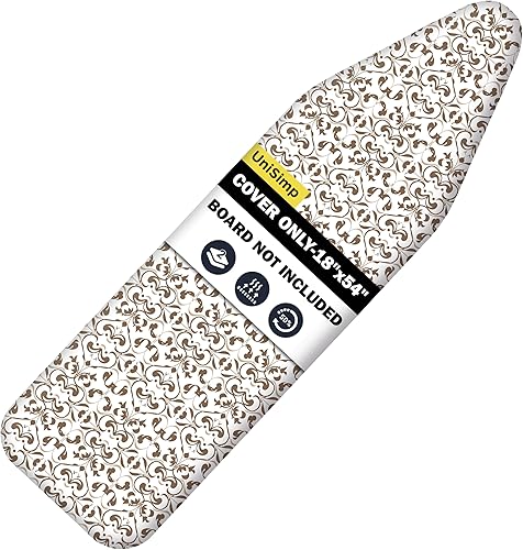 Vista 60 de Funda y almohadilla para tabla de planchar de 18 x 54 pulgadas, algodón natural extra grueso, resistente al quemado y a las manchas, cubierta