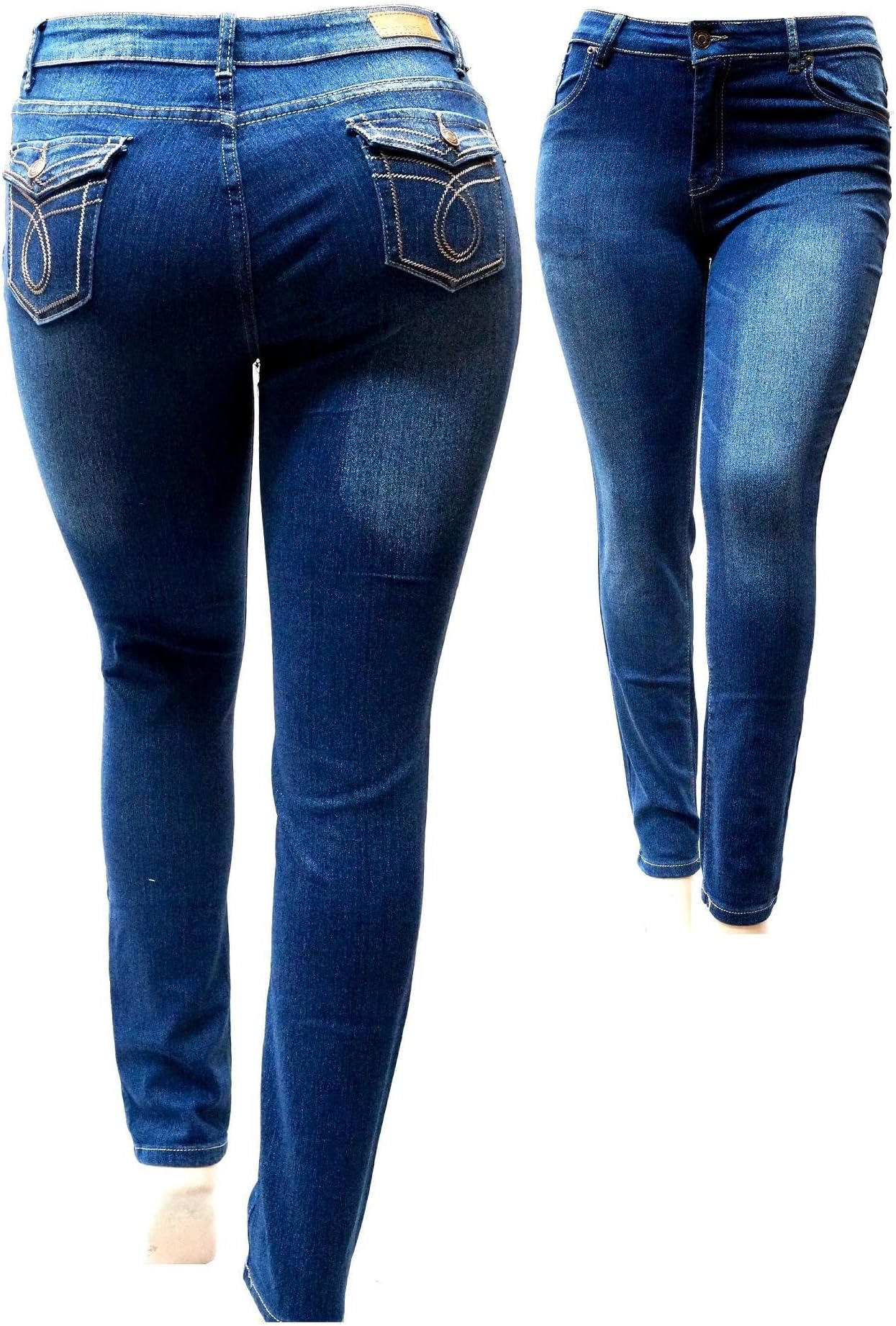 LA CHULA Dark Blue Stretch Denim Jeans HI Waist Women Plus Size Pants Skinny Leg