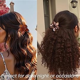 Flower Hair Clips for Women and Girls Thick to Thin Hair Large Cute Claw Clips Decorative Plumeria Hair Accessories Nonslip Aesthetic Glossy Netural