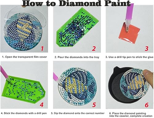 Miniatura 4 de UMILAY Paquete de 4 posavasos universales de silicona antideslizantes con diseño de diamantes, kits de posavasos de pintura de diamantes, tapete