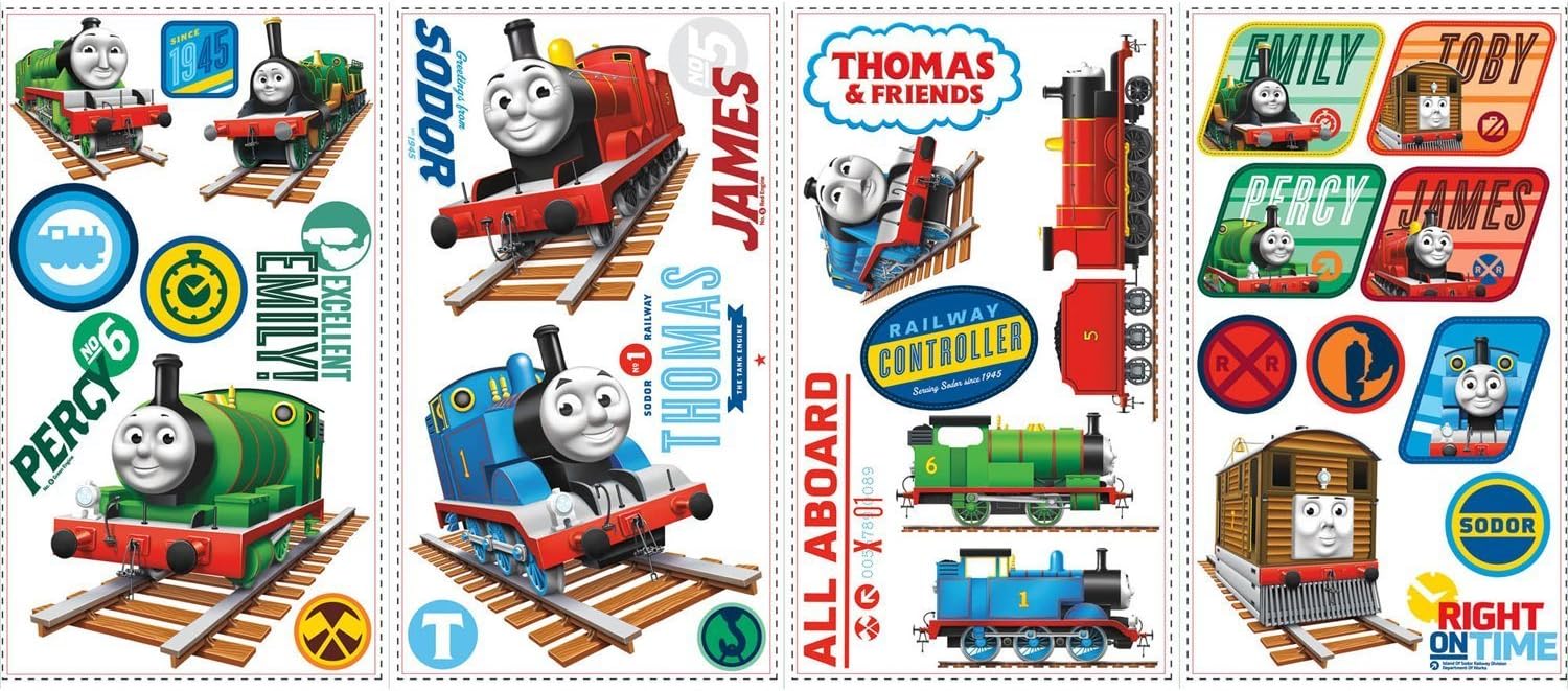 RoomMates RMK1831SCS Thomas The Tank Engine Peel and Stick Wall Decals 10 inch x 18 inch