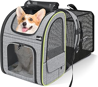 Pecute Pet Carrier Backpack, Large Cat Carrier Backpack, Expandable Cat Backpack with Breathable Mesh for Medium Large Cats, and Small Dogs, Dog Backpack Carrier for Travel Hiking
