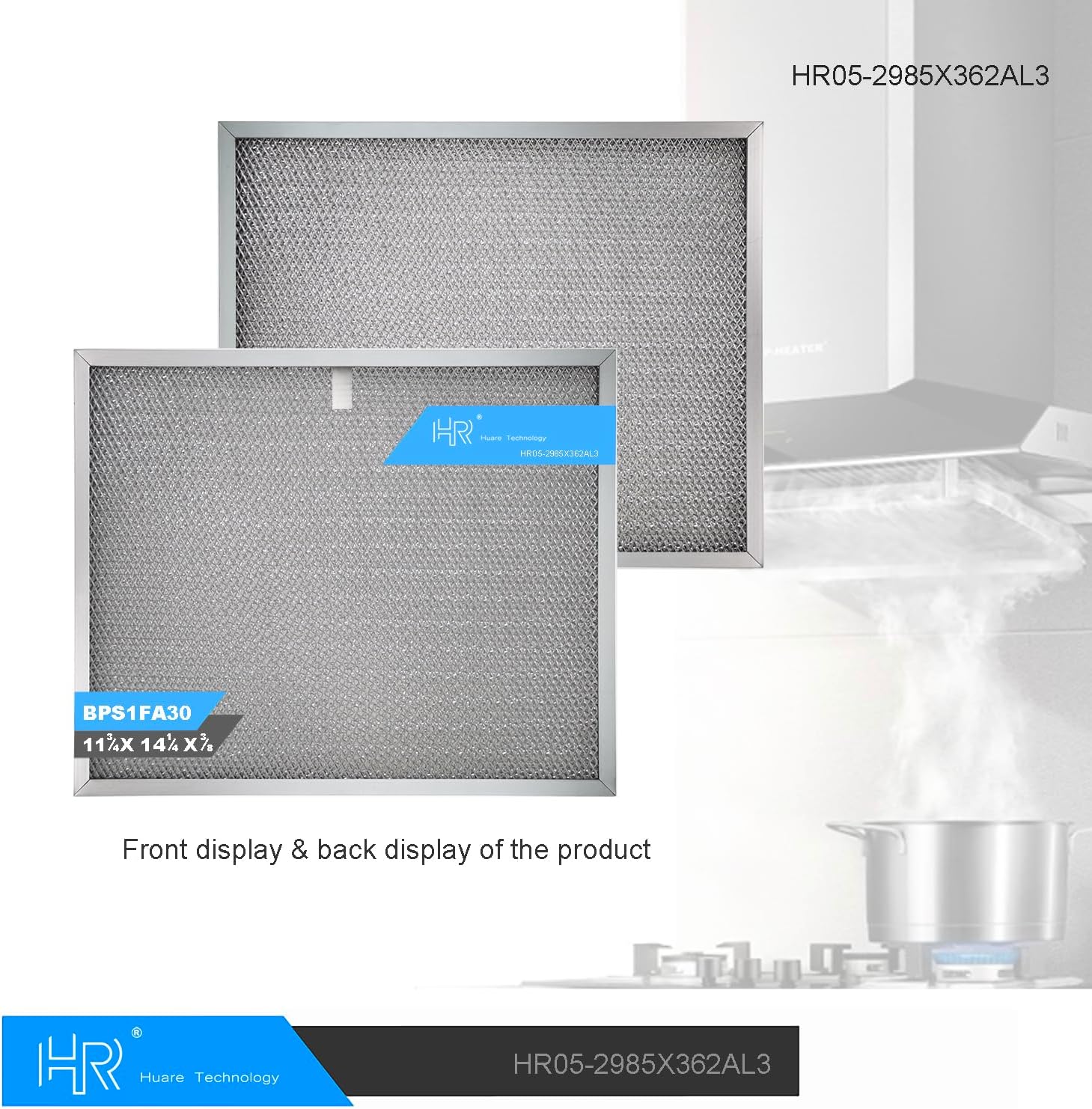 HR Huare Technoloy BPS1FA30 Range Hood Filter for Broan NuTone 99010299 S99010299 BPS2FA30 AP3378953, Fits QS1 QSE1 QS130 WS1 WS130, Kenmore 31602 31604 31605 31607 31608, 11.75x14.25x0.35 In, 2 Pack