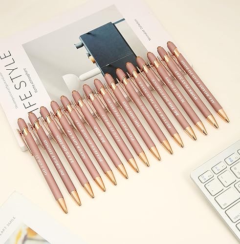 Miniatura 9 de Aozora Paquete de 9 bolígrafos retráctiles 2 en 1 de escritura suave con punta capacitiva, lápiz capacitivo de metal para decoración de oficina para