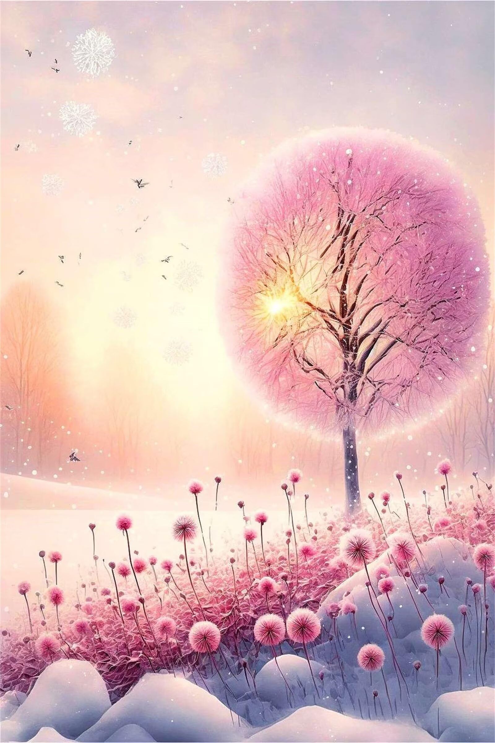 Puzzle dla dorosłych, 1200 elementów, Sunshine Pink dmuchawiec, grafika, puzzle 75 x 50 cm, kolorowe puzzle "zrób to sam" do dekoracji domu, rodzinne puzzle dla początkujących i dzieci