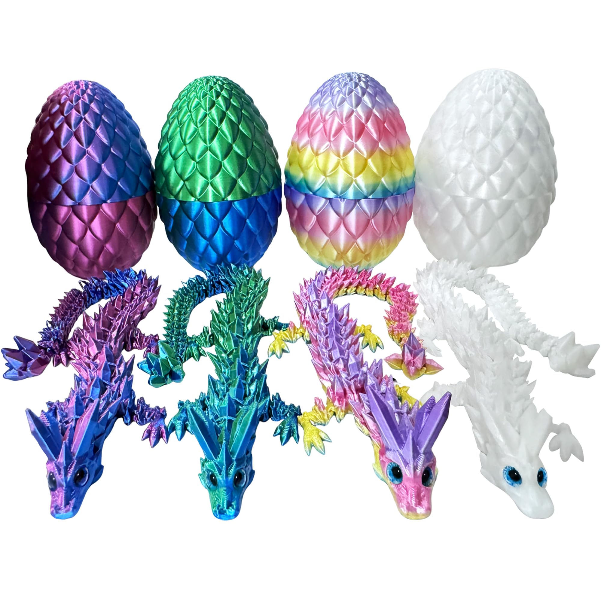 YUNKUAMYE 3D Printed Dragon with Egg&Eye, 11.7in Large Articulated Toy 4PCS | Flexible Cr…