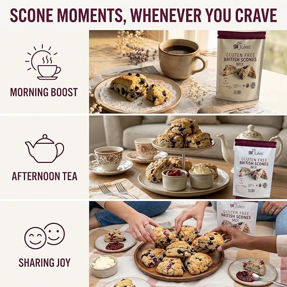 gfJules Gluten-Free Scones Mix, British Style Scone Mix for Breakfast & Tea Time, Easy Homemade Baking Mix, Soft & Tender, 6.5 oz