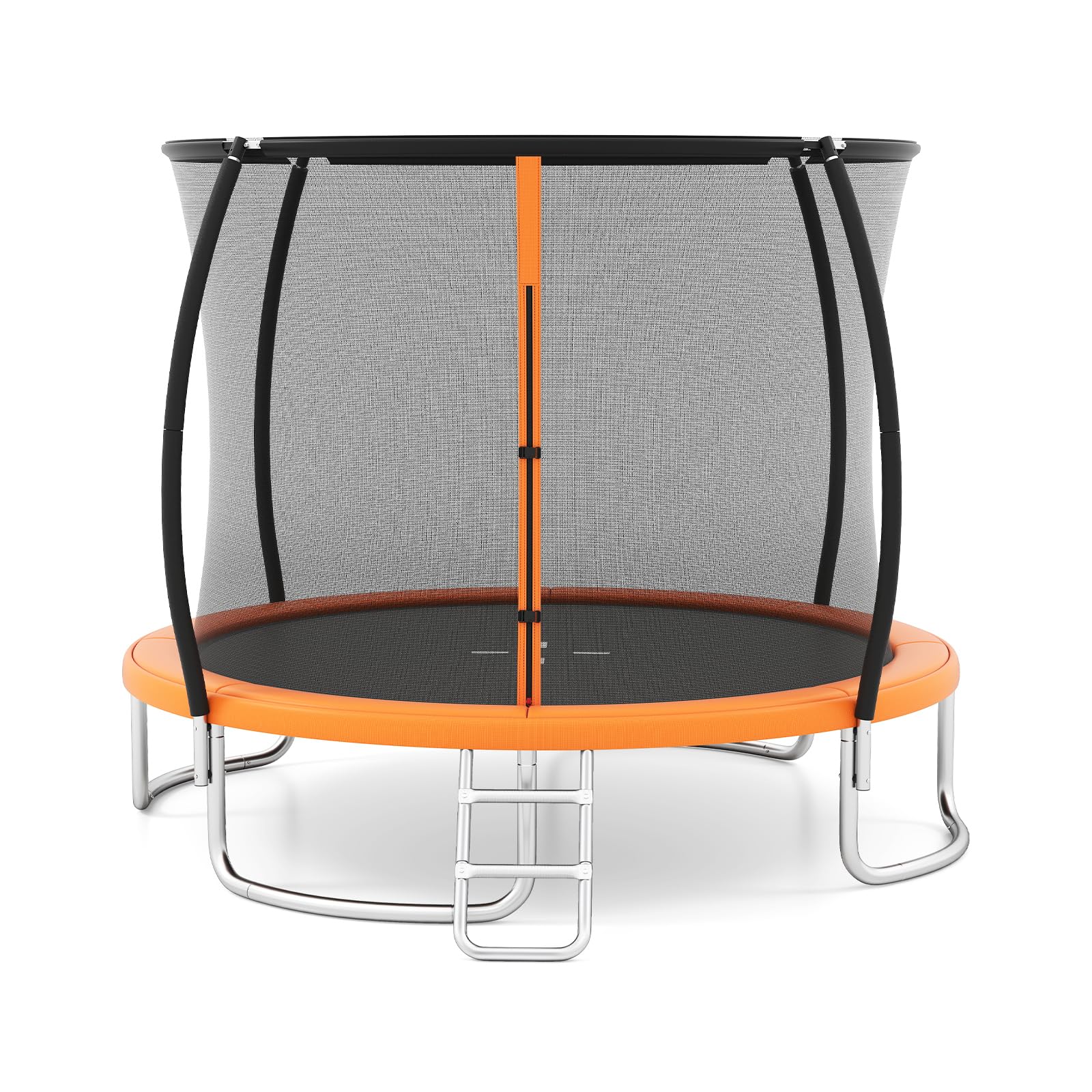 LIFEZEAL Trampolino da giardino per esterni, con rete di protezione e scala, trampolino per bambini, diametro 244/305/366 cm, con telaio in acciaio, attrezzature sportive per bambini e adulti