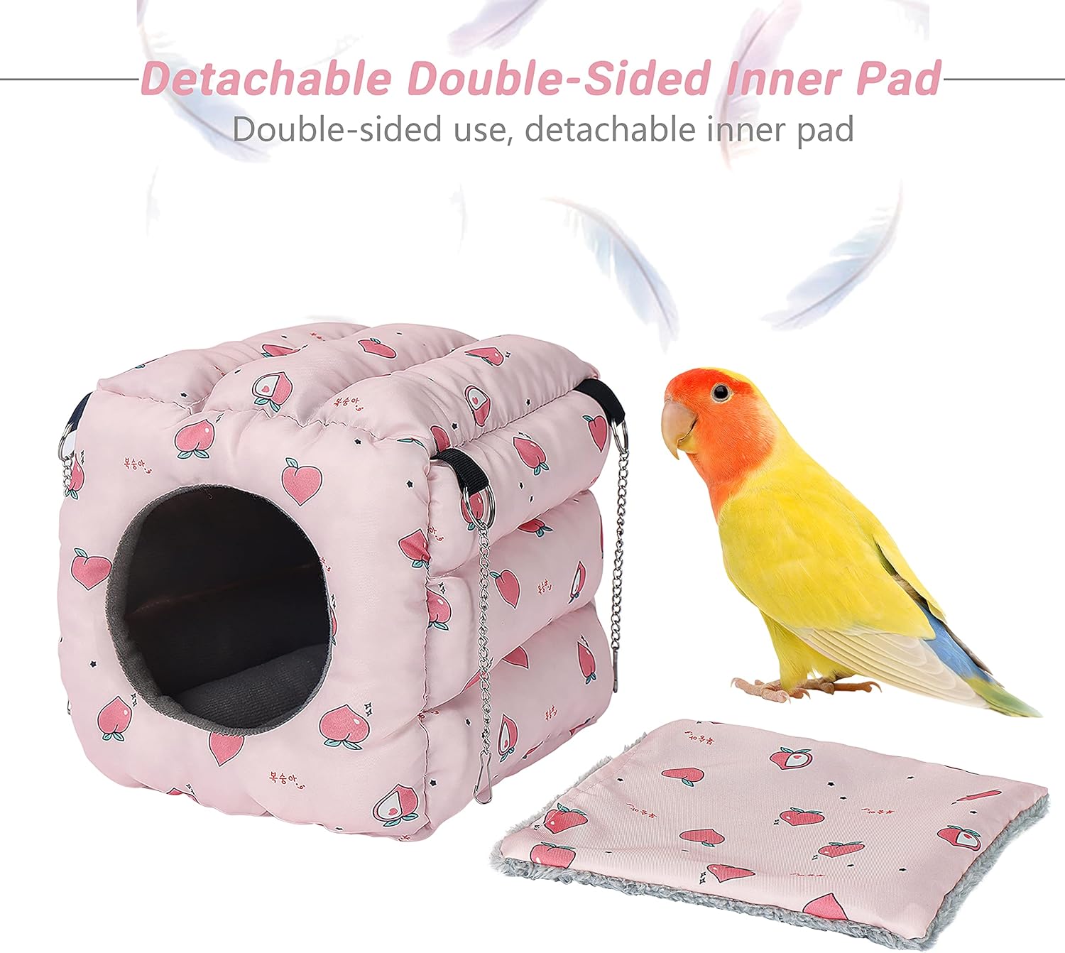 Large Size Warm Bird Nest Snuggle Tent Parrot Winter Cave Bed with Detachable Inner Pad for Small Medium Parrot Animal Warm Birds House Hanging Hideaway Cave Bed Tent Toy for Most Birds Parrots : Pet Supplies