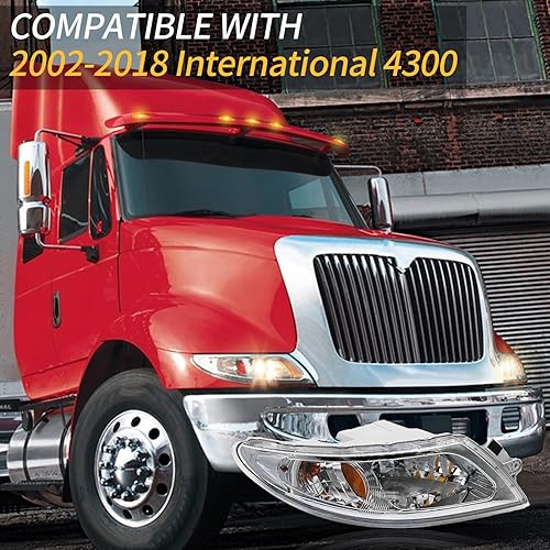 Miniatura 8 de aostirmotor Conjunto de faros delanteros para International 4300 (2002-2018), par de conductor (lado izquierdo) y pasajero (lado derecho)