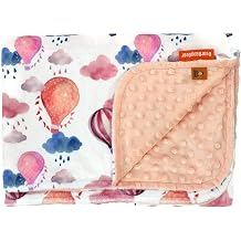 Dear Baby Gear - Watercolor Deluxe Baby Blanket - Soft & Breathable Toddler Blanket - Nursery Blankets for Kids Watercolor Balloons and Rain Clouds, Quartz Peach Dot - 40"x30"