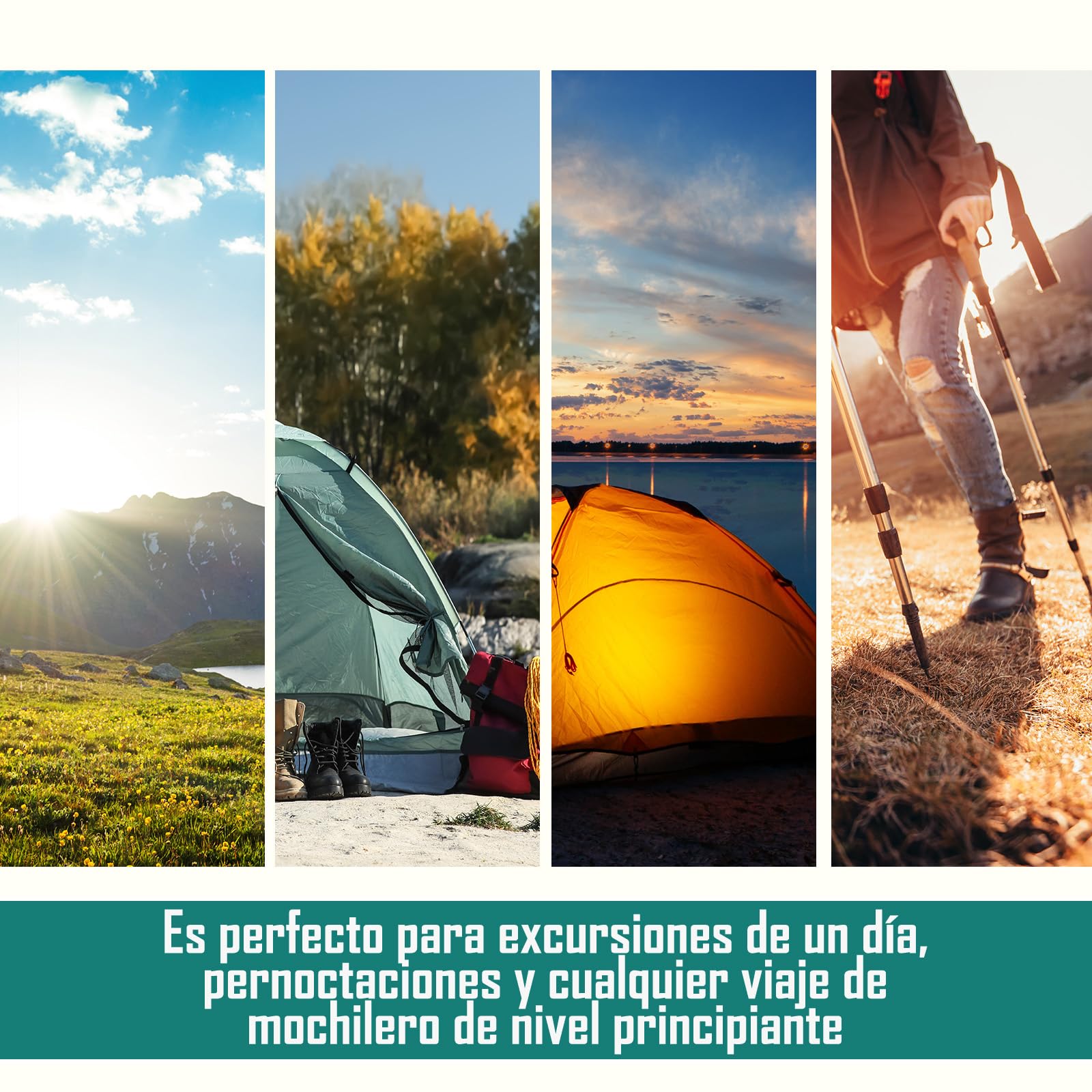 Outsunny Tienda de Campaña para 3-4 Personas Tienda de Camping Plegable con 2 Puertas Impermeable 3000+ Anti-UV Poste Automático Gancho y Bolsas para Senderismo Playa 260x260x150 cm Gris y Negro
