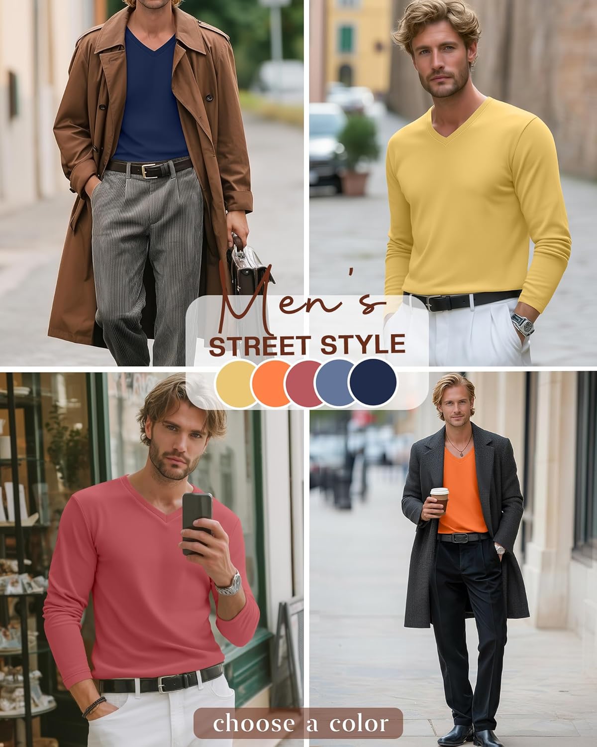 5 Pack Men's Big and Tall Thermal Shirts Fleece Lined V Neck Long Sleeve Base Layer Tops Loose Casual Warm Winter - Image 2