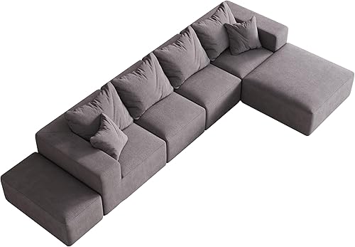 Miniatura 6 de Modular Sectional Sofa Set 132in L Shaped Couch, Boneless Cloud Couch Convertible Sectional Couches Sofa with Pillows, Living Room Furniture Sets