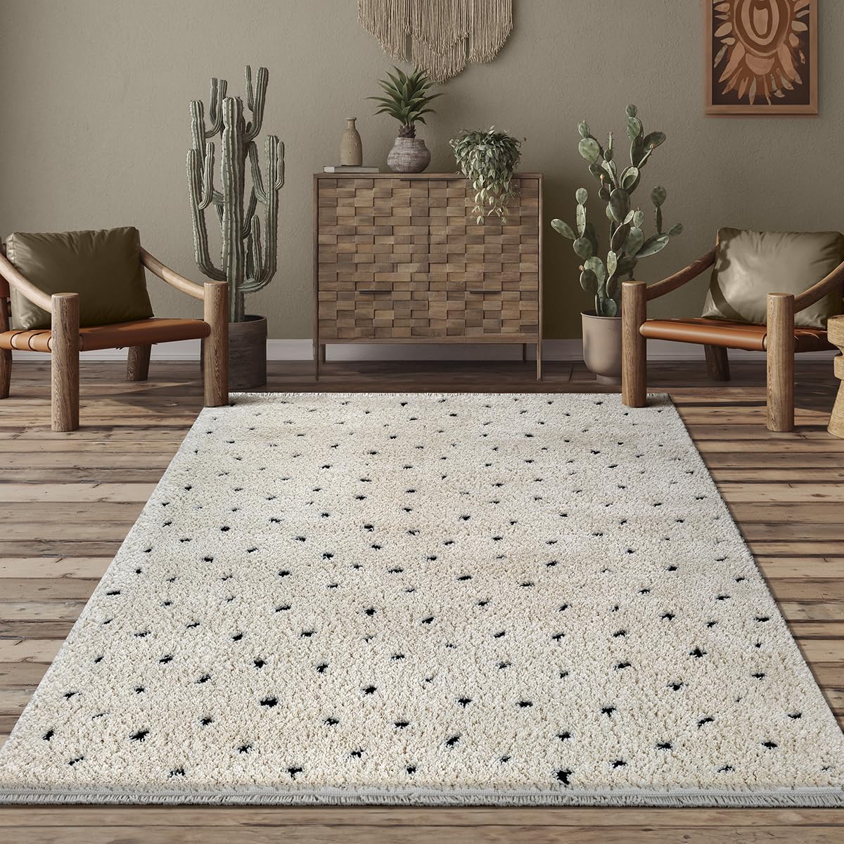 the carpet Bahar Shaggy Elegant Designer Living Room Rug, Soft & Easy-Care High Pile Living Room Rug in Cream, 240 x 340 cm โ image 1