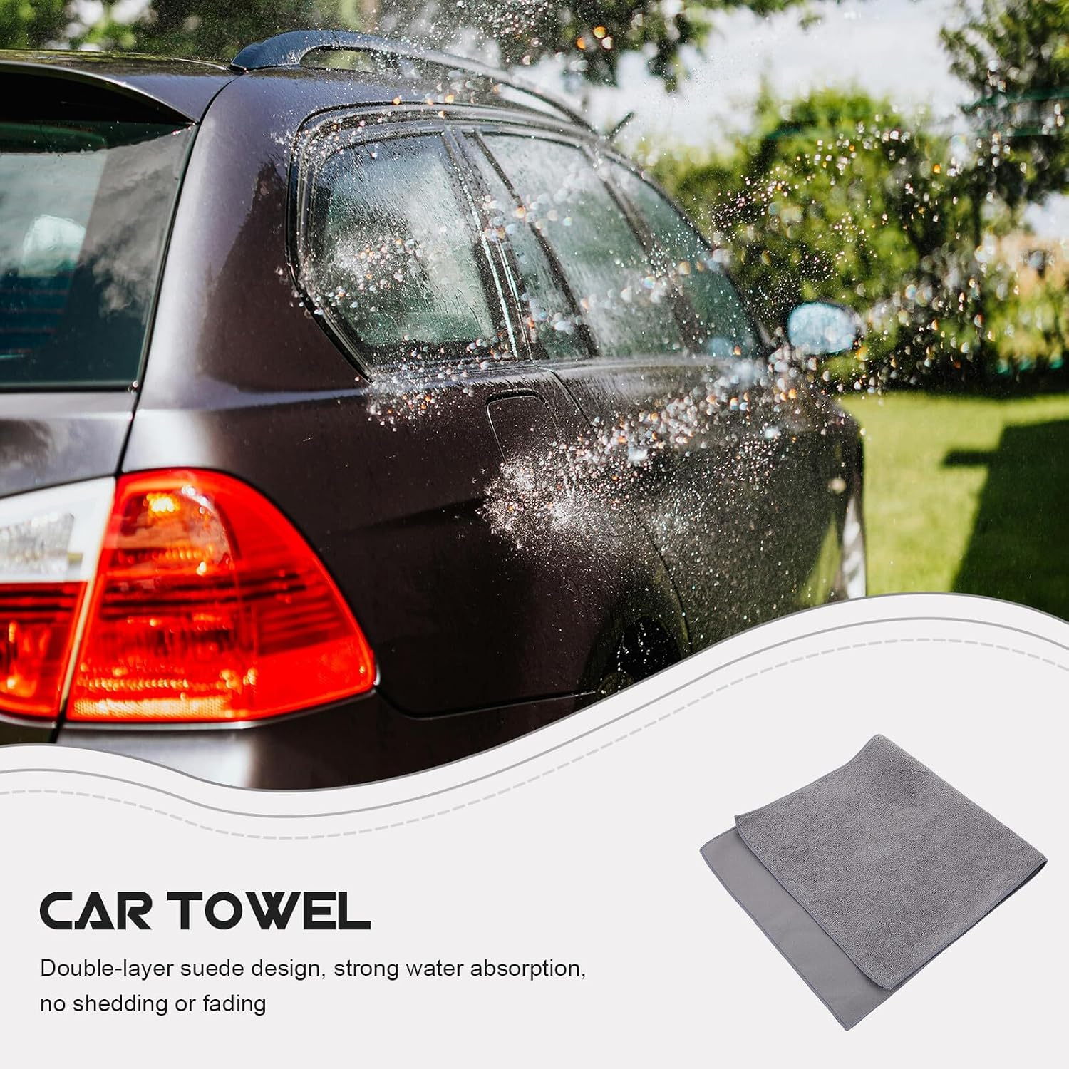 4pcs Super Absorbent Double-Layer Microfiber Car Care Towels 30x60cm Gray Car Wash Drying Cloths for Auto Detailing and Exterior Care